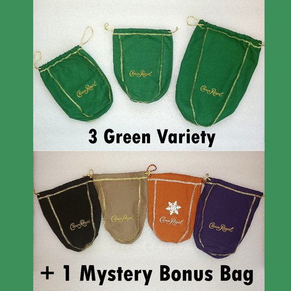 Green Crown Royal Bags Variety Pack + Bonus Mystery bag - 750 ML, 1 L, 1.75 L - Picture 1 of 3